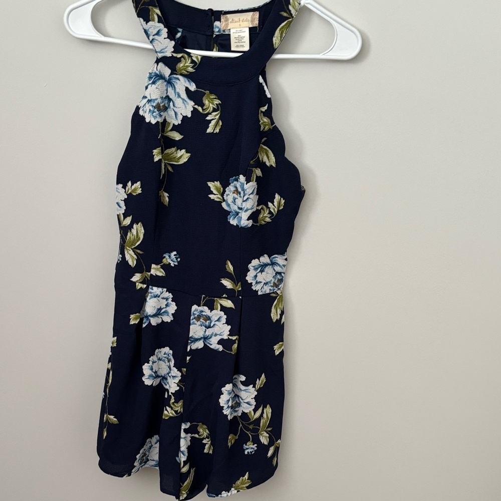 Altar'd State Navy Floral Halter Romper